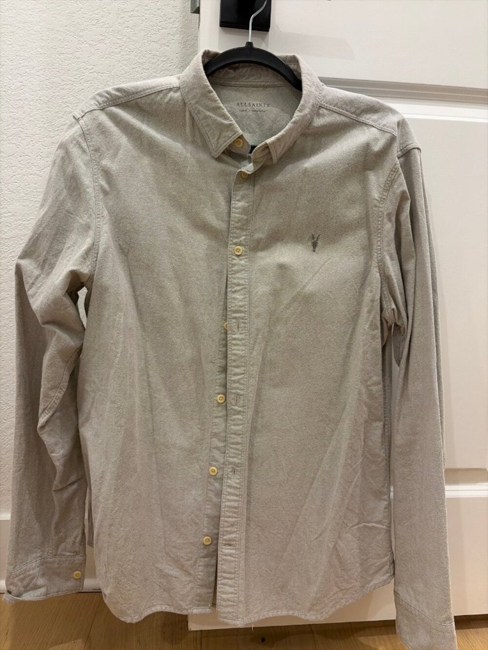AllSaints Button-Down Shirt Men's L Grey Chambray